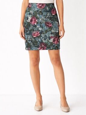 J.Jill rose tapestry vintage moody dark floral stretch pencil skirt size MP